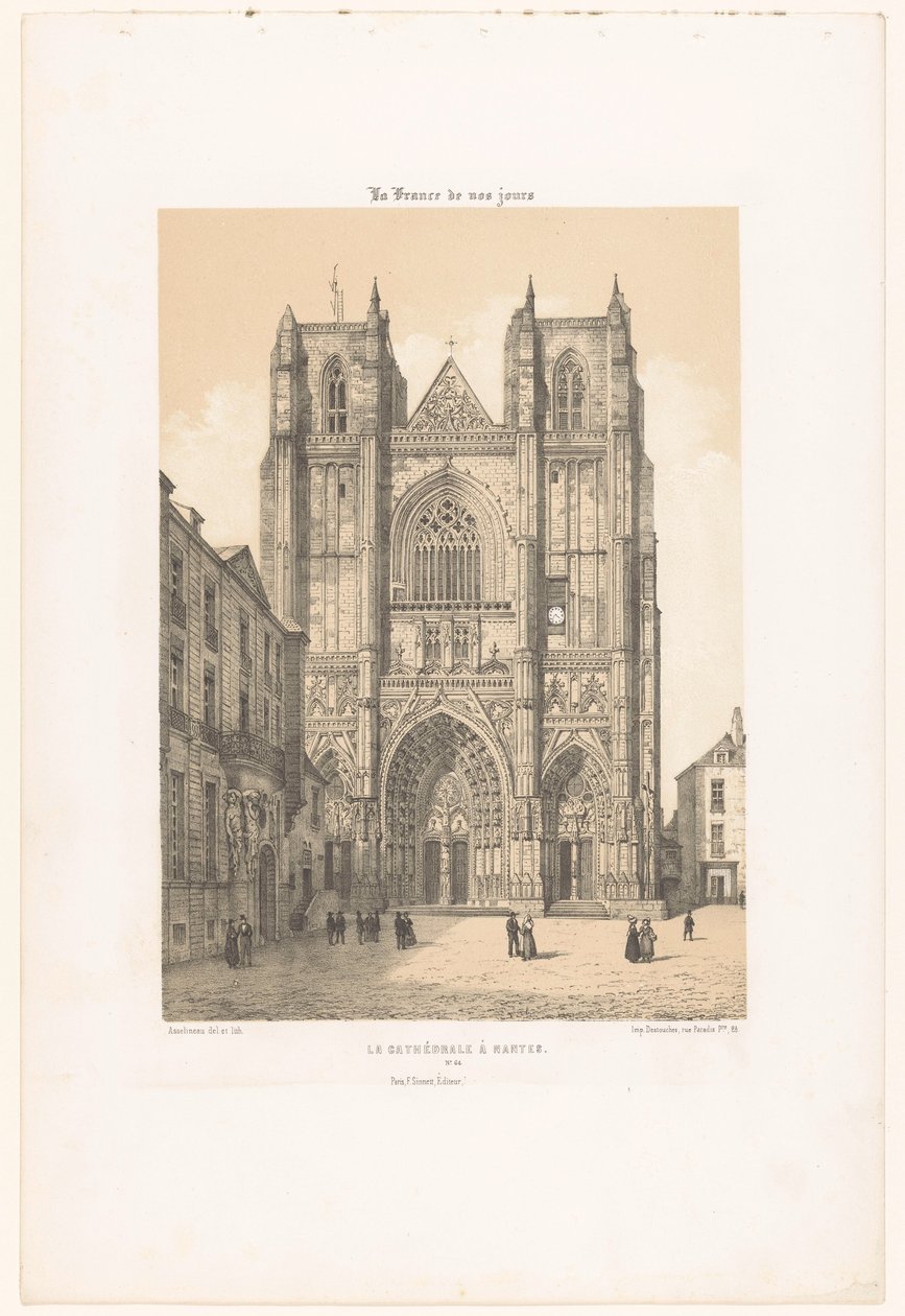 Utsikt over katedralen St. Peter og St. Paul i Nantes La cathédrale à Nantes (tittel på objekt) Contemporary France (serietittel) La France de nos jours (serietittel på objekt) av Leon Auguste Asselineau