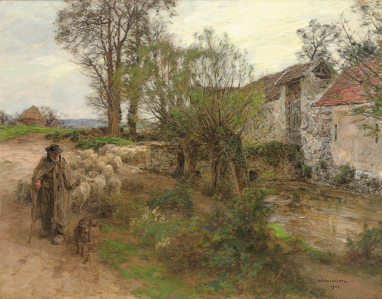 Utgang fra Herd of Chailly Street; Utgang fra flokken fra rue Chailly, 1904 av Leon Augustin Lhermitte