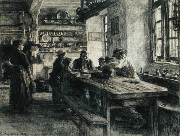 Figurer i et kjøkkeninteriør av Leon Augustin Lhermitte