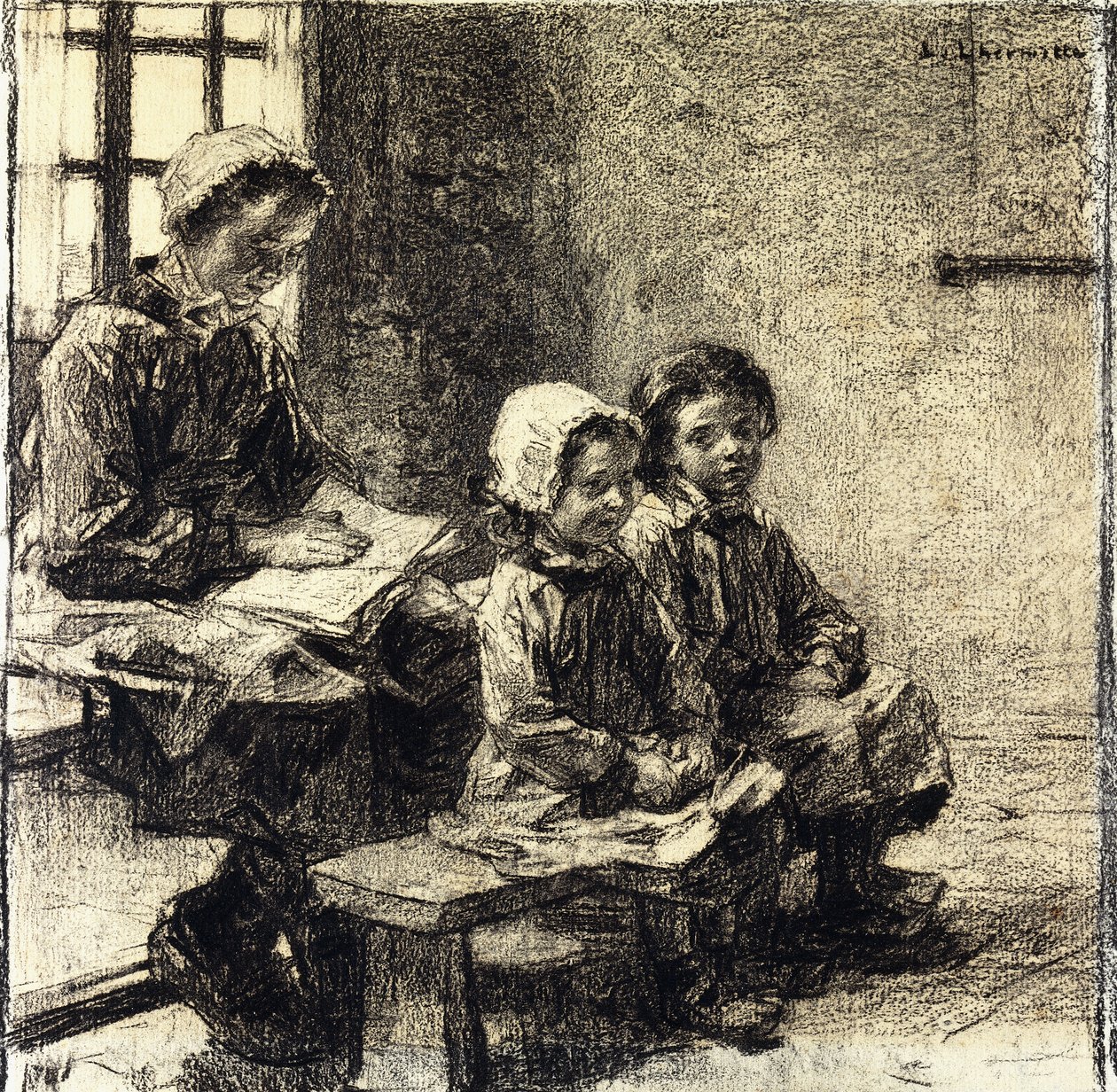 Små jenter ved skolen i Mont-Saint-Pere, av Leon Augustin Lhermitte