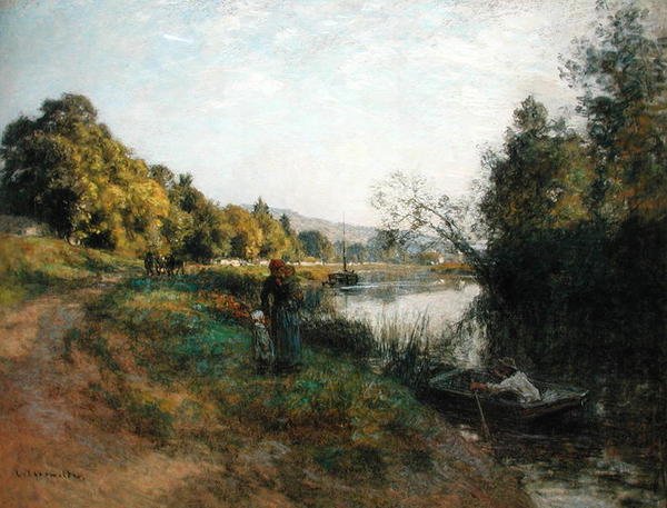 The Banks of the Marne, Return of the Fisherman, ca. 1907 (pastell på papir) av Leon Augustin Lhermitte