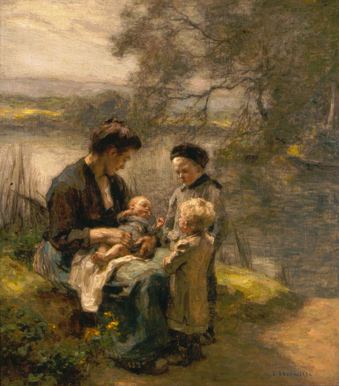 Kvinne med barn og to barn av Leon Augustin Lhermitte
