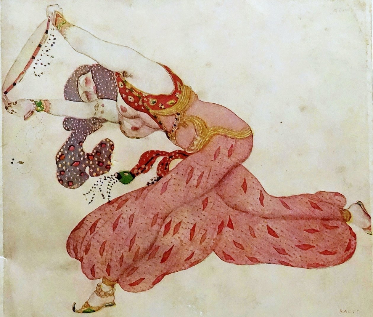 Almee. Kostymedesign for balletten Sheherazade av N. Rimsky-Korsakov, 1910 av Leon Bakst