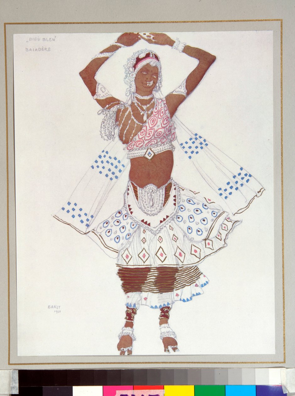 Ballets russes: ""bayadere"" Kostyme designet av Leon Bakst (1866-1924) for balletten ""The Blue God"" av Michel Fokine av Leon Bakst