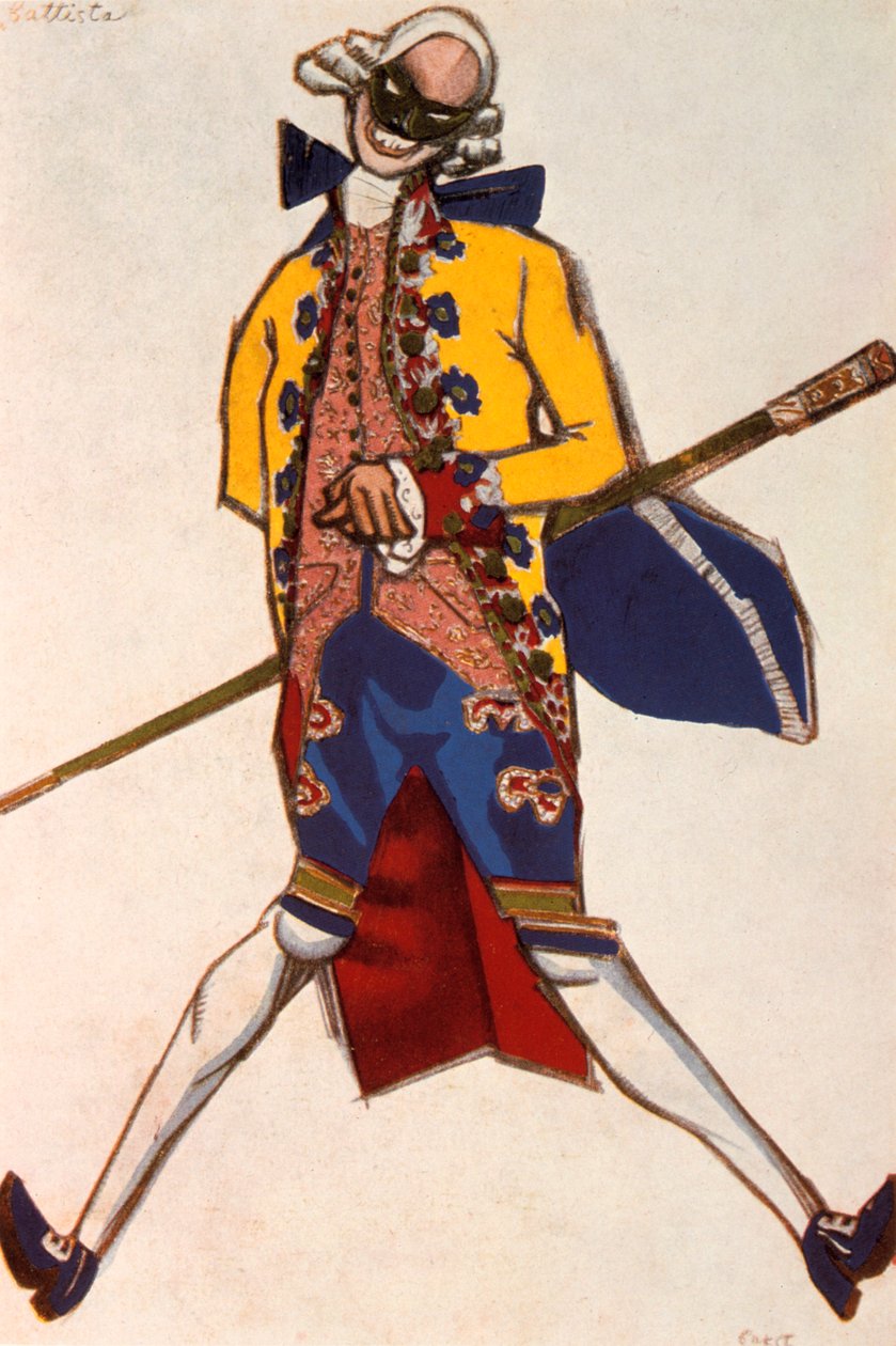 Battista, kostymedesign for en komedie av Carol Goldoni, 1917 av Leon Bakst