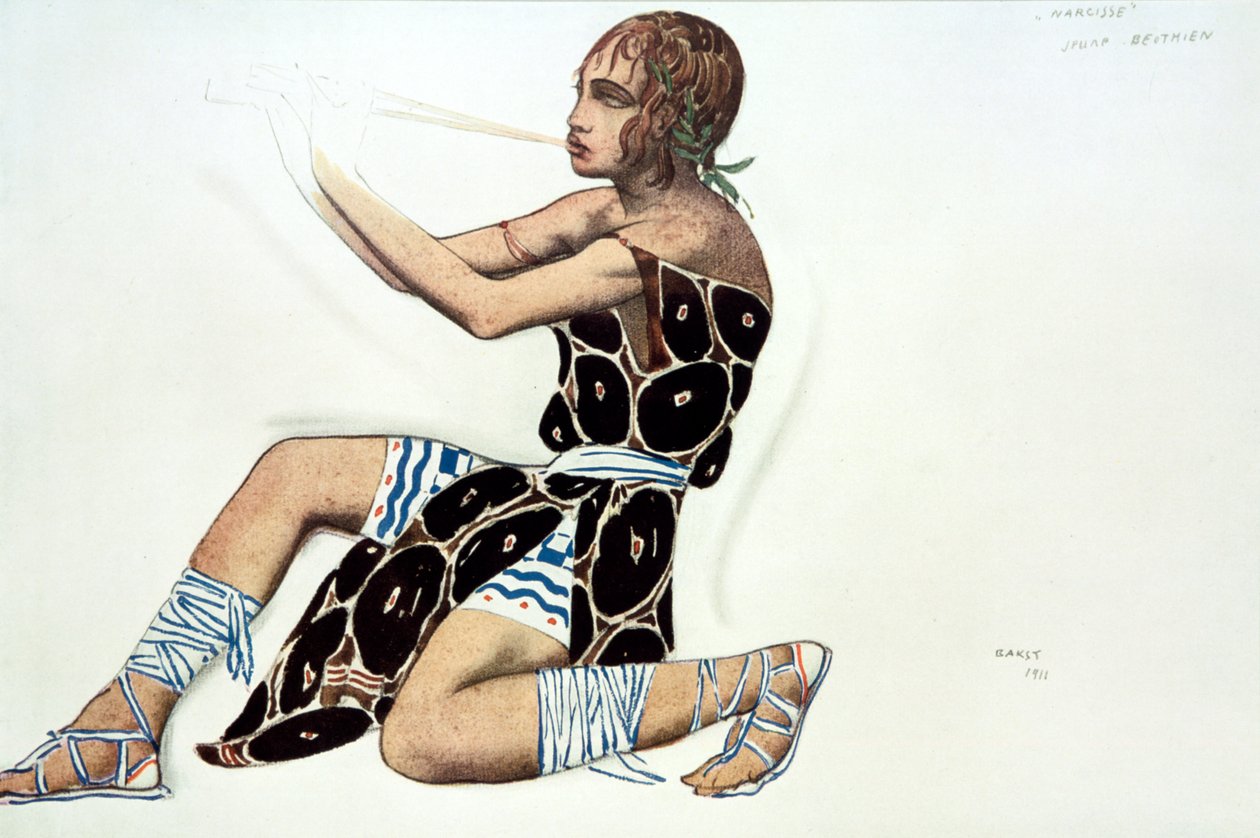 Beotien, kostymedesign en Ballets Russes-produksjon av Narcisse, musikk av Tcherepnin, 1911 av Leon Bakst