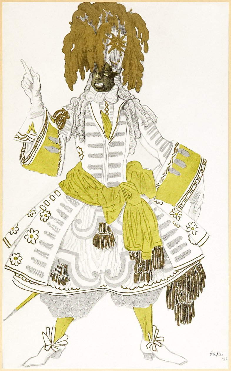 Svart vaktdraktdesign fra The Designs of Léon Bakst for The Sleeping Princess av Leon Bakst