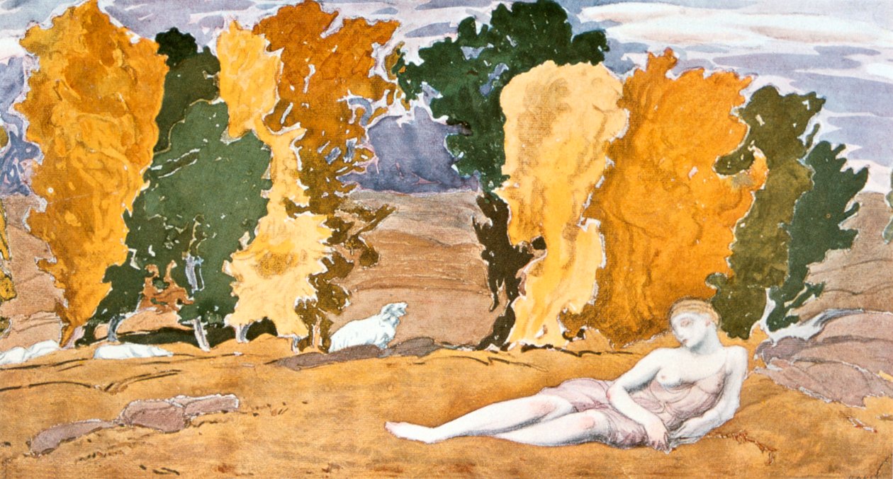 Chloe Abandoned, design for en Ballet Russes-produksjon av Ravels Daphnis og Chloe, 1910-1911 av Leon Bakst