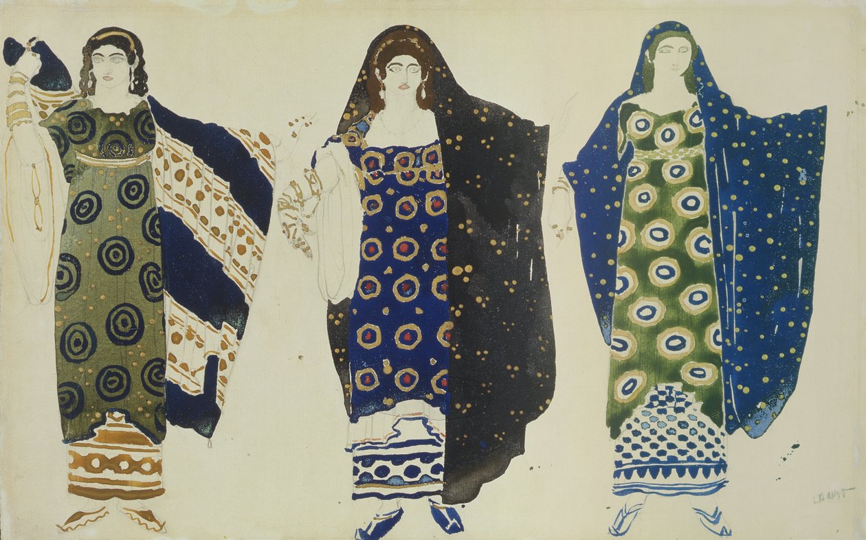 Kostymedesign for Oedipus at Colonus av Sophocles, 1904 (wc på papir) av Leon Bakst