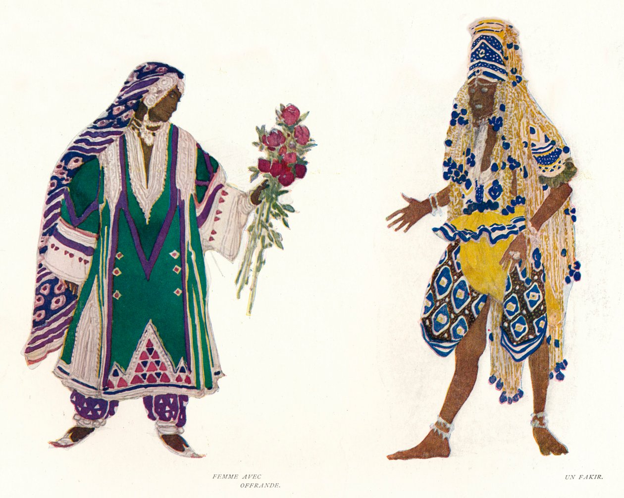 Kostymedesign for den russiske balletten The Blue God, c1912 av Leon Bakst