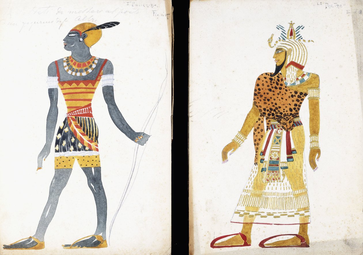 Kostymedesign for "Ammoun", som viser en nubisk mannlig danser, av Leon Bakst