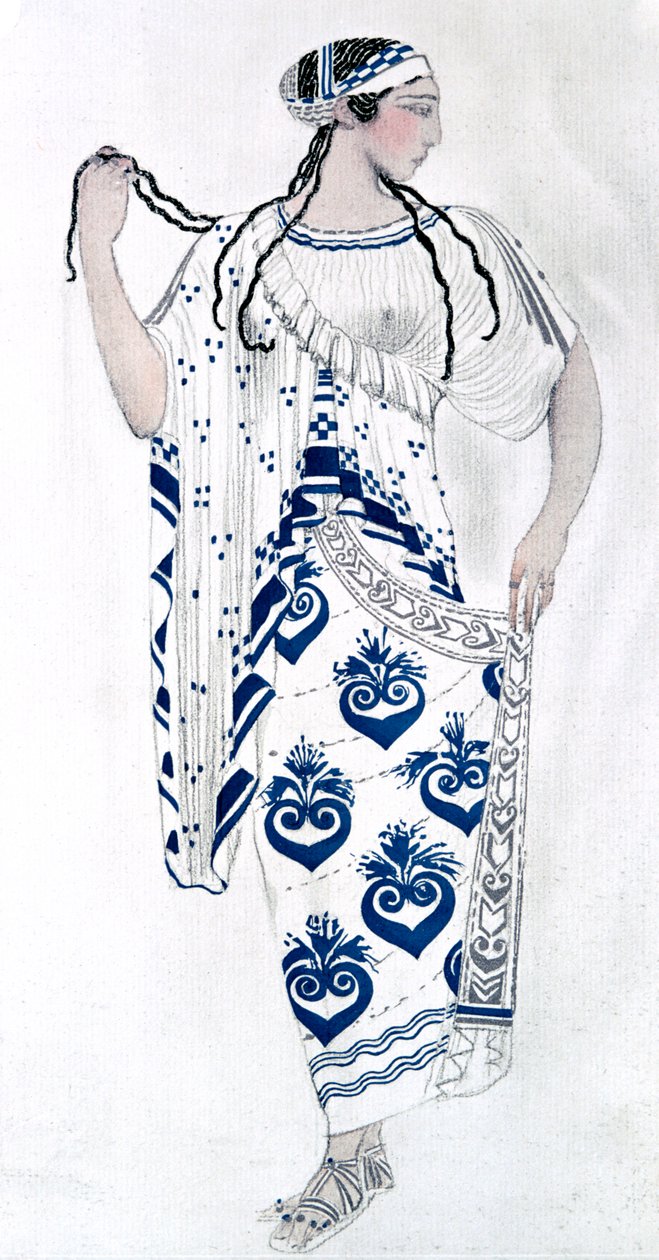 Kostymedesign for Ida Rubinstein som Helen i balletten Helen of Sparta, 1912 av Leon Bakst