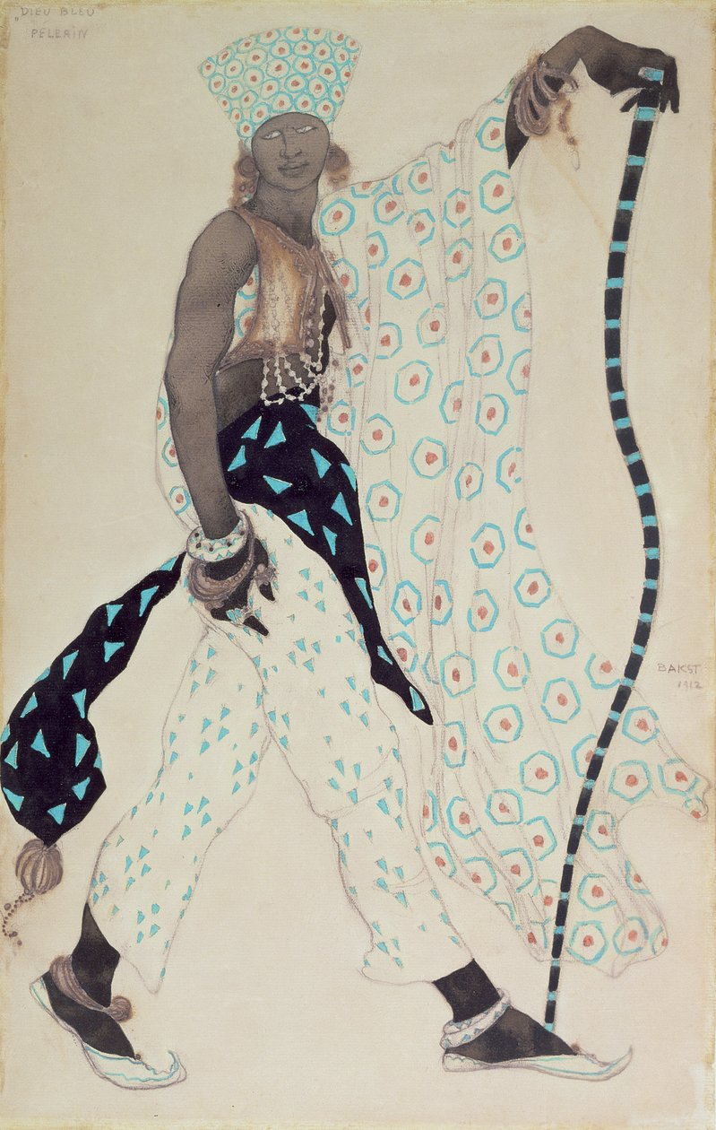 Kostymedesign for `Le Pelerin: Blue God, 1912 av Leon Bakst