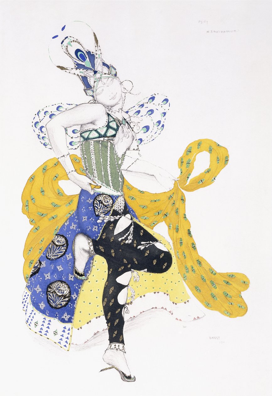 Kostymedesign for Madame Trouchanova i "La Peri", 1911 av Leon Bakst