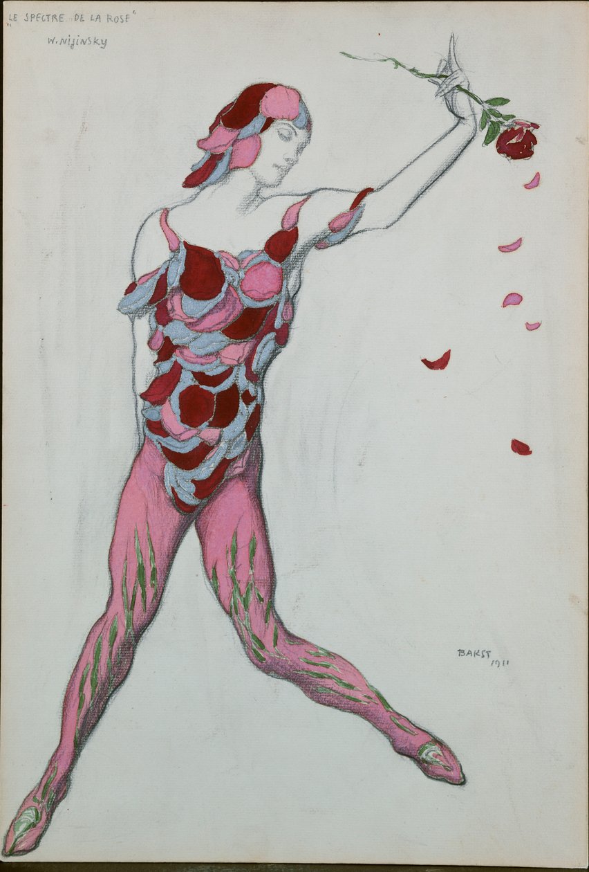 Kostymedesign for Nijinksy fra "Le Spectre de la Rose", 1911 av Leon Bakst