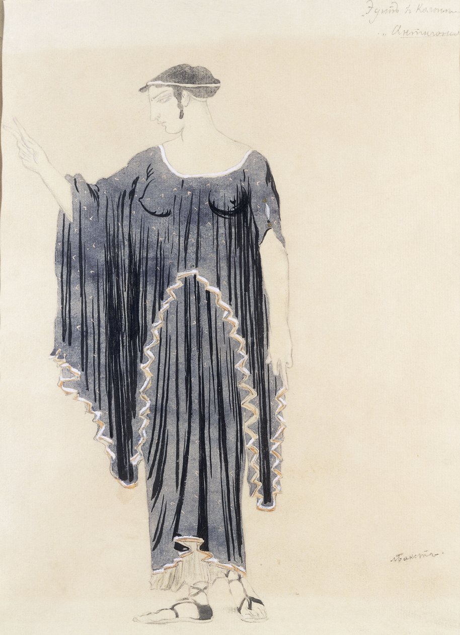 Kostymedesign for Oedipus i Colonus-Antigone, ca. 1899 til 1909 av Leon Bakst