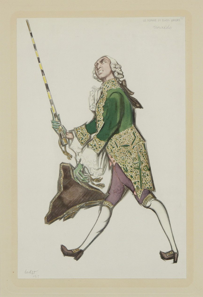 Kostymedesign for Rinaldo i balletten The Good-humoured Ladies av Scarlatti, 1917 av Leon Bakst