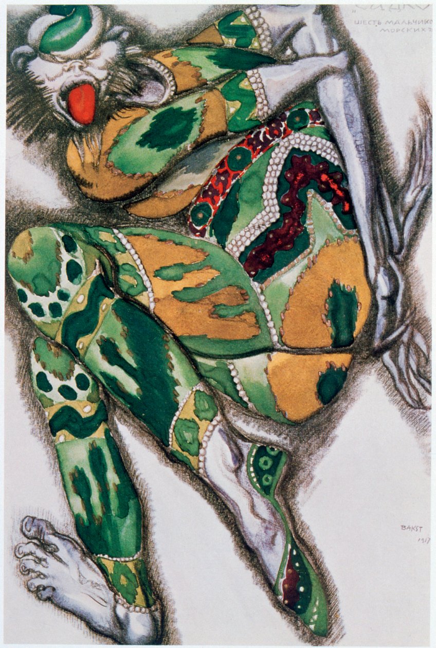 Kostymedesign for Seefenfel, fra Sadko, 1917 av Leon Bakst