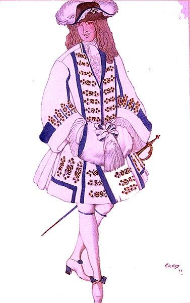 Kostymedesign for Den flamske brudgommen, fra Tornerose av Leon Bakst