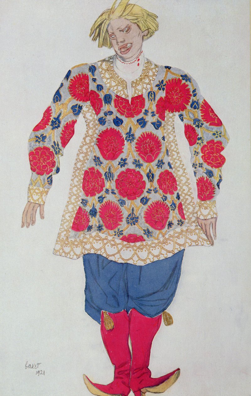 Kostymedesign for The Russian Buffoon, fra Sleeping Beauty av Leon Bakst