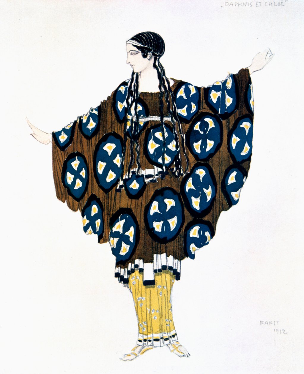 Kostymedesign for en Ballets Russes-produksjon av Ravels Daphnis et Chloe, 1912 av Leon Bakst