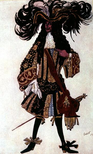 Kostymedesign for en naboprins, fra Tornerose av Leon Bakst