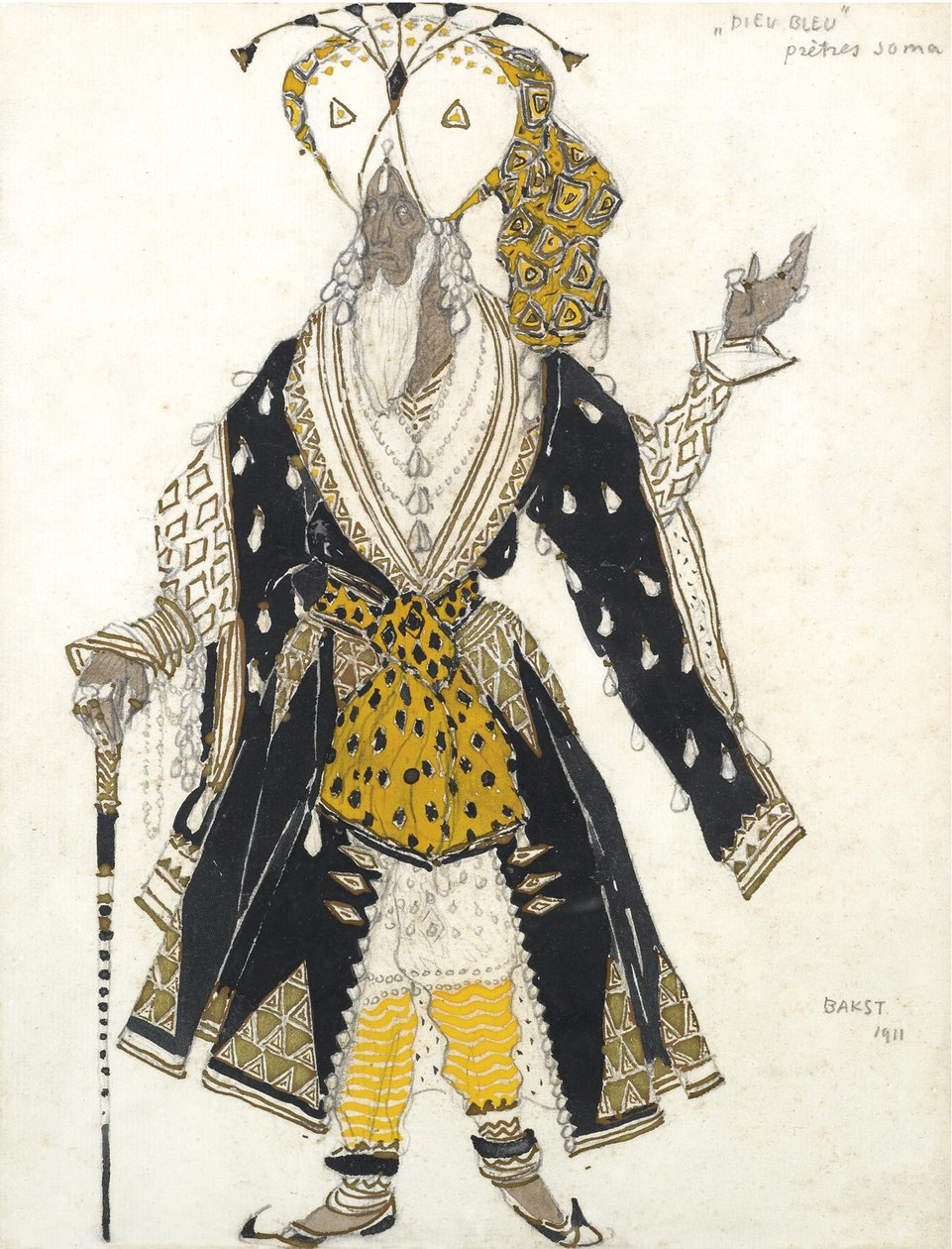 Kostymedesign for Ballet Blue God av R. Hahn, 1911 av Leon Bakst