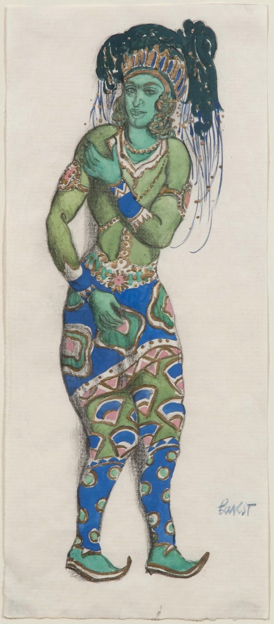 Kostymedesign for Ballet Blue God av R. Hahn, 1911 av Leon Bakst