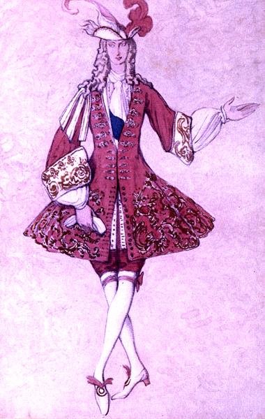 Kostymedesign for Prinsessens Side, fra Tornerose av Leon Bakst
