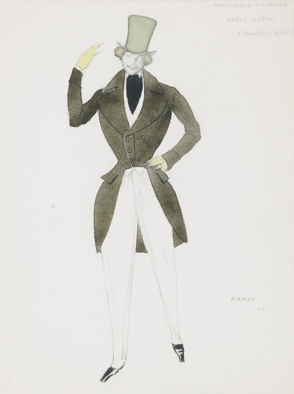 Kostymedesign for balletten Carnaval av R. Schumann, 1910 av Leon Bakst