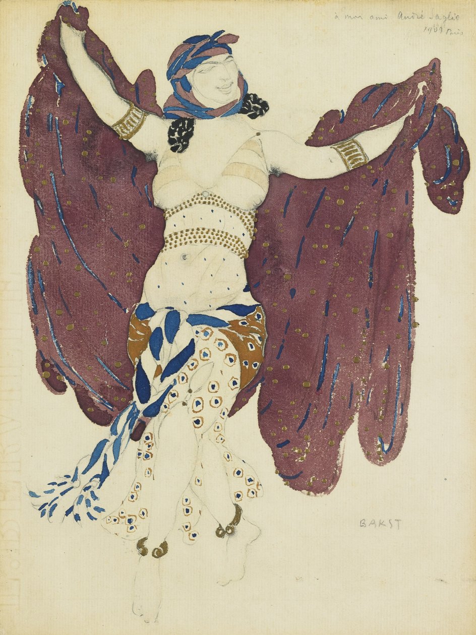 Kostymedesign for balletten Cleopatra av A. Arensky av Leon Bakst