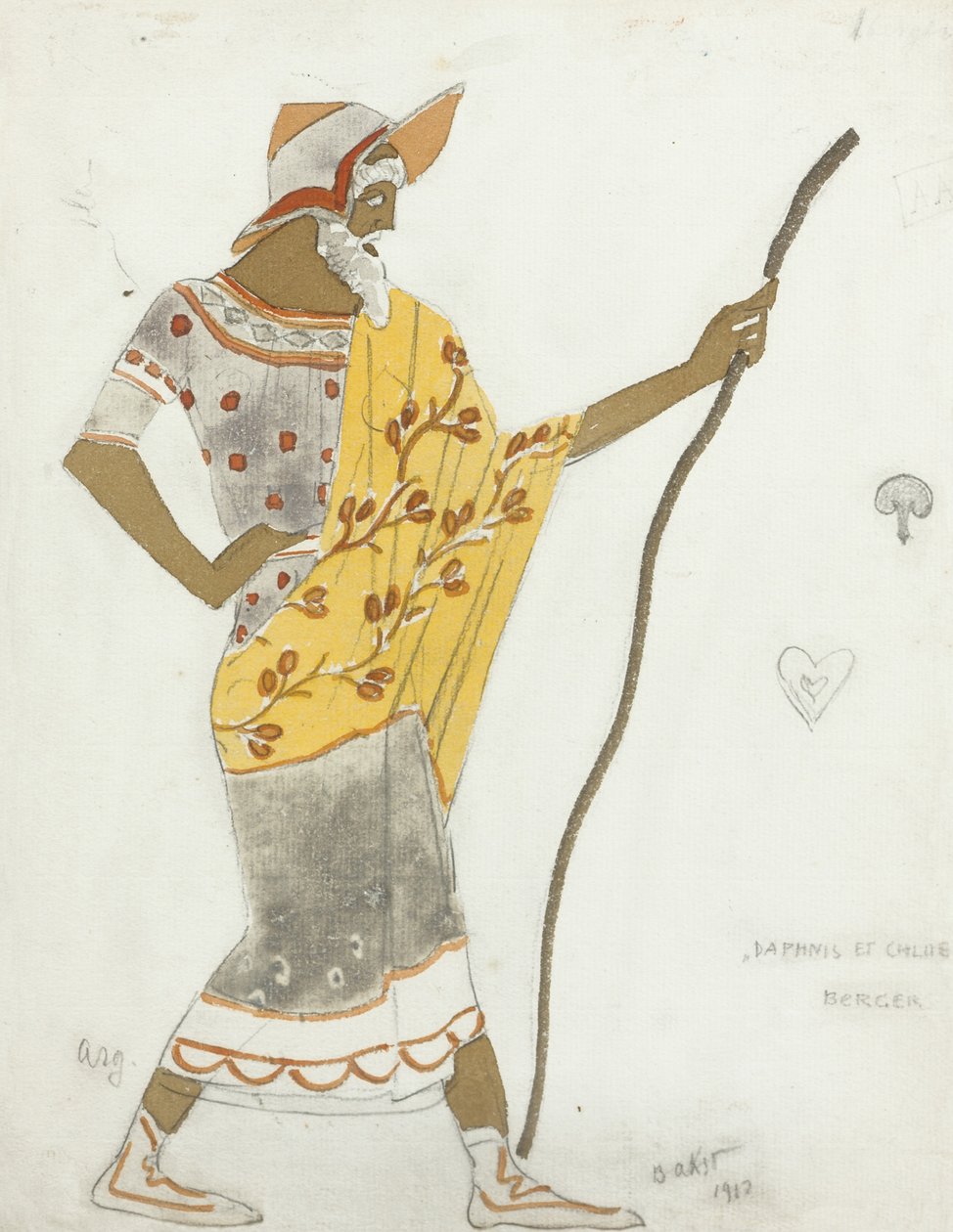 Kostymedesign for balletten Daphnis et Chloé av M. Ravel, 1912 av Leon Bakst