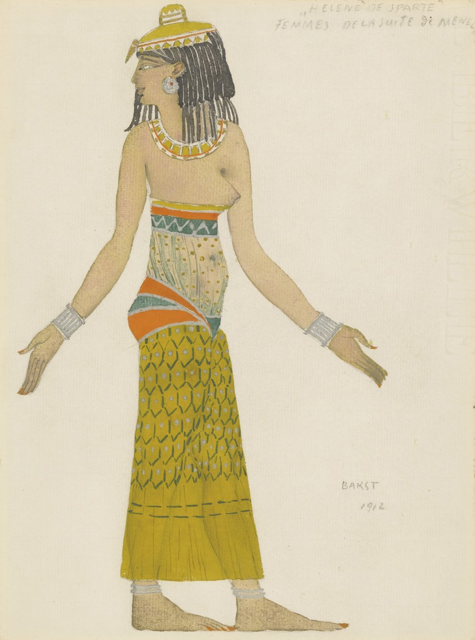 Kostymedesign for balletten Hélène de Sparte av E. Verhaeren og D. de Séverac av Leon Bakst
