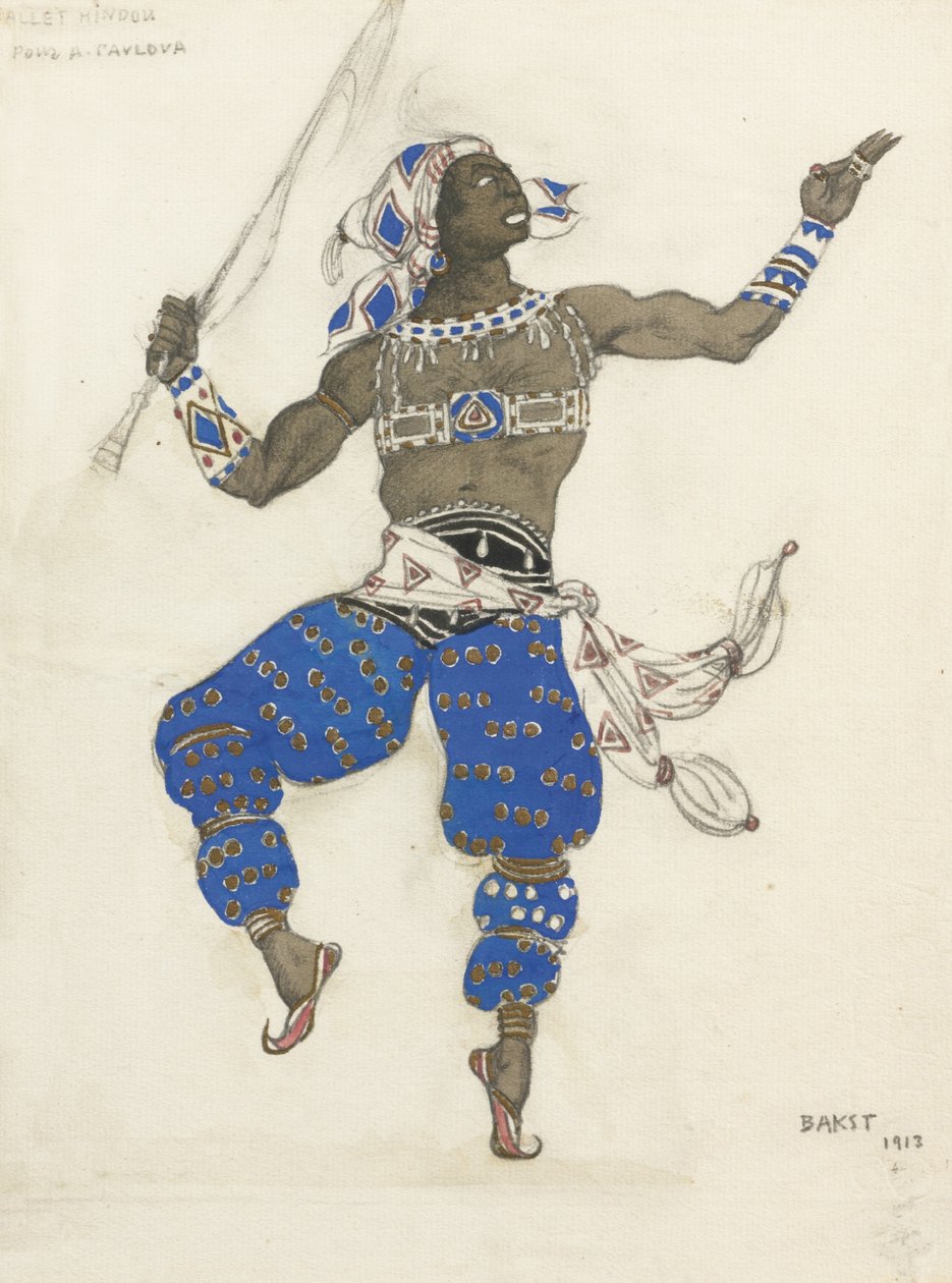 Kostymedesign for balletten Oriental Fantasy Ballet Hindu, 1913 av Leon Bakst
