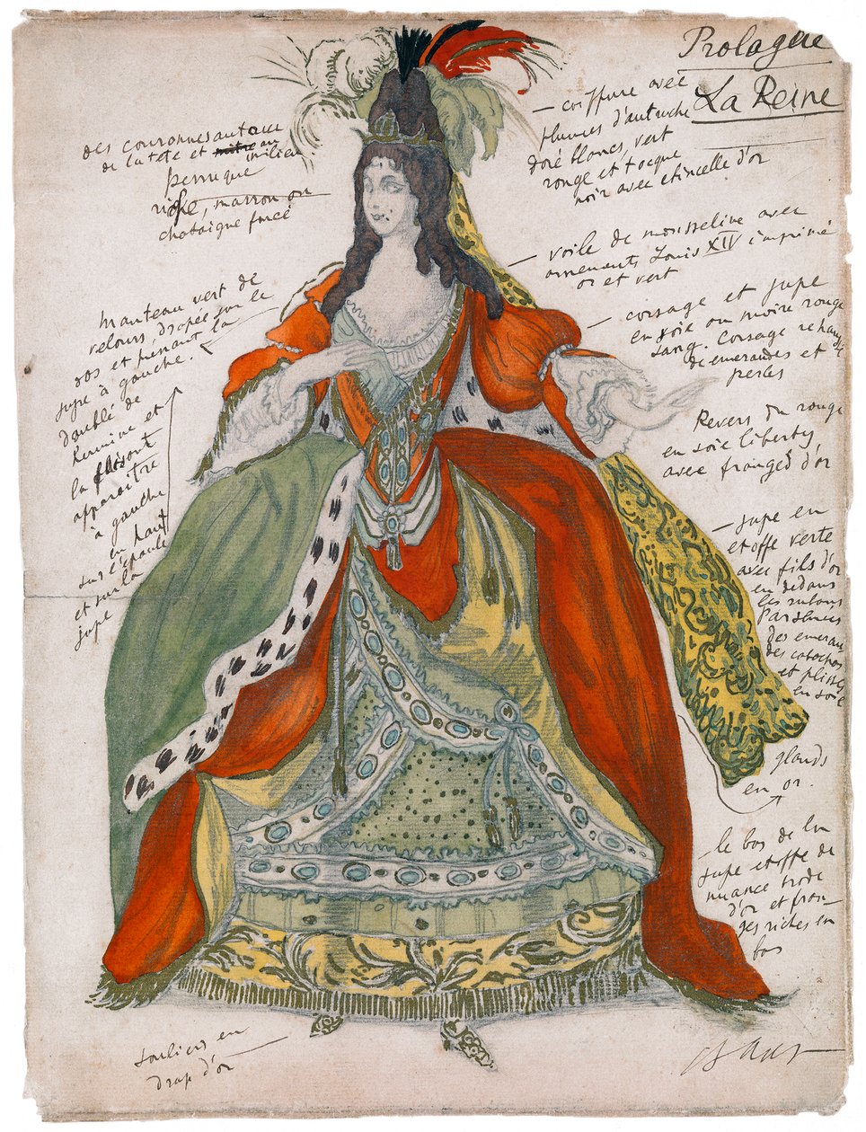 Kostymedesign for balletten Sleeping Beauty av P. Tchaikovsky, 1921 av Leon Bakst