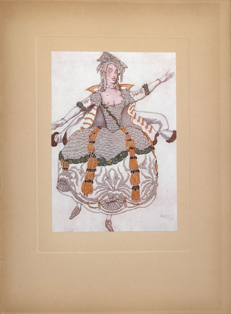 Kostymedesign for balletten Sleeping Beauty av P. Tchaikovsky, 1921 av Leon Bakst