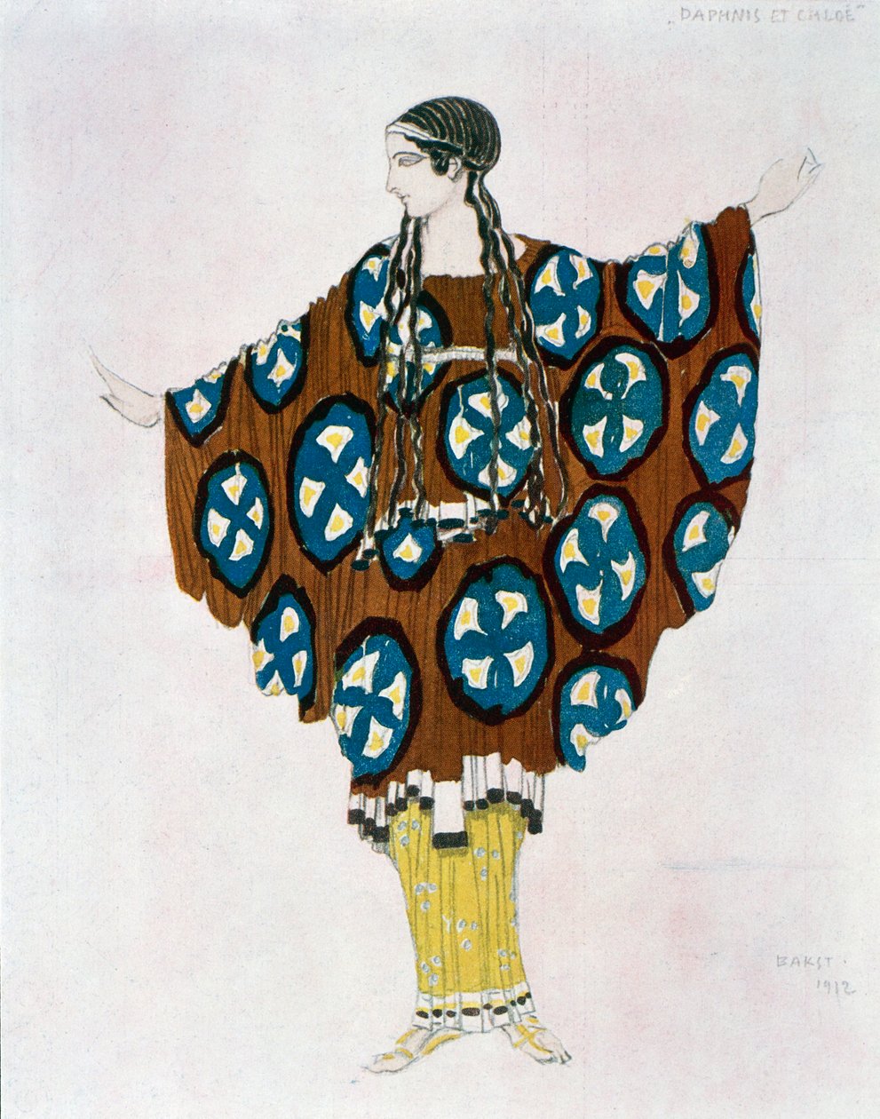 Kostyme for Daphnis og Chloe av Maurice Ravel (1875-1937) 1912 (akvarell) av Leon Bakst