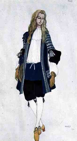 Kostyme for den blå siden, fra Aladdin av Leon Bakst