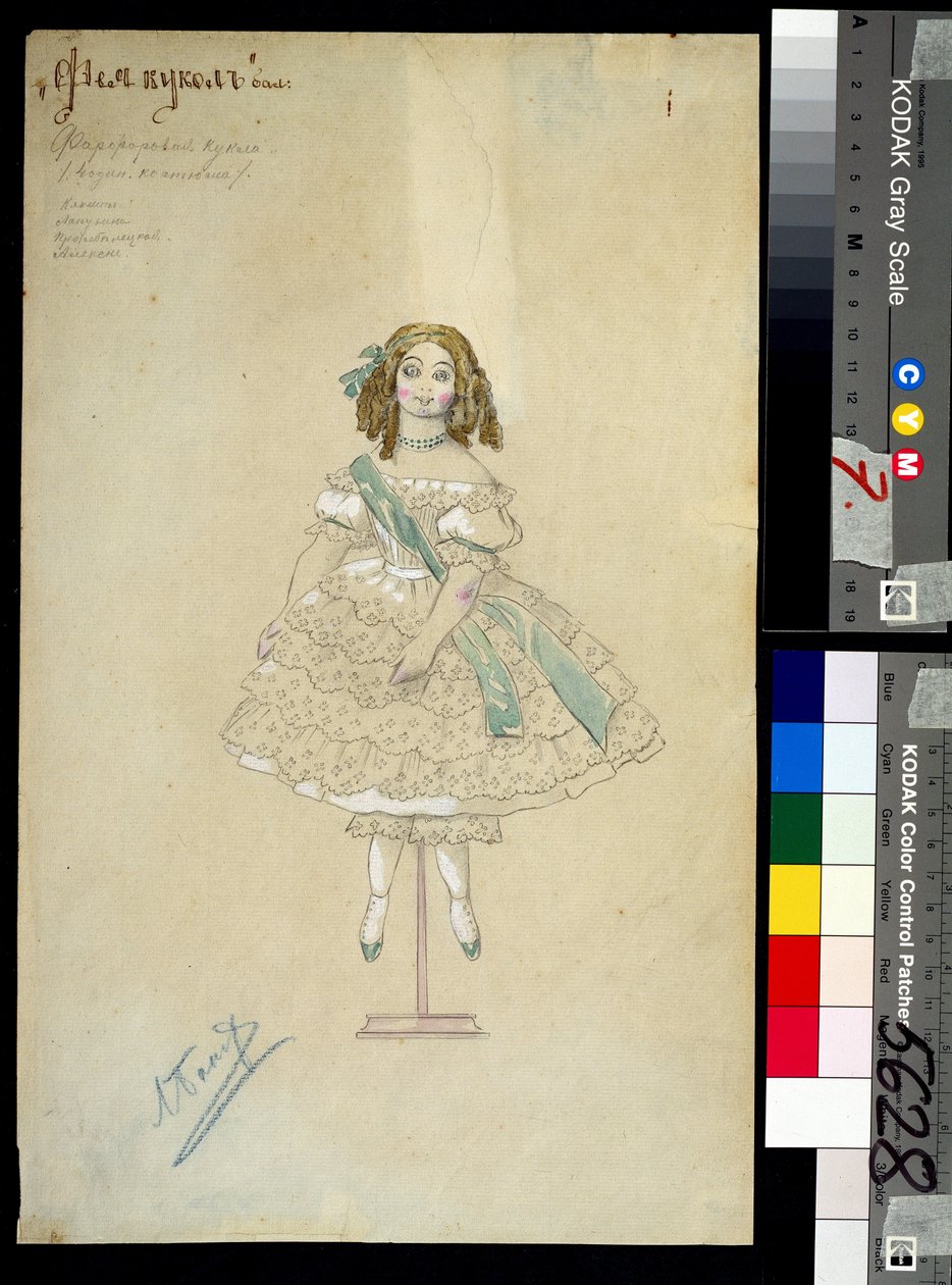 Kostyme for balletten "la poupee feerique" regissert av Joseph Bayer (1852-1913) av Leon Bakst