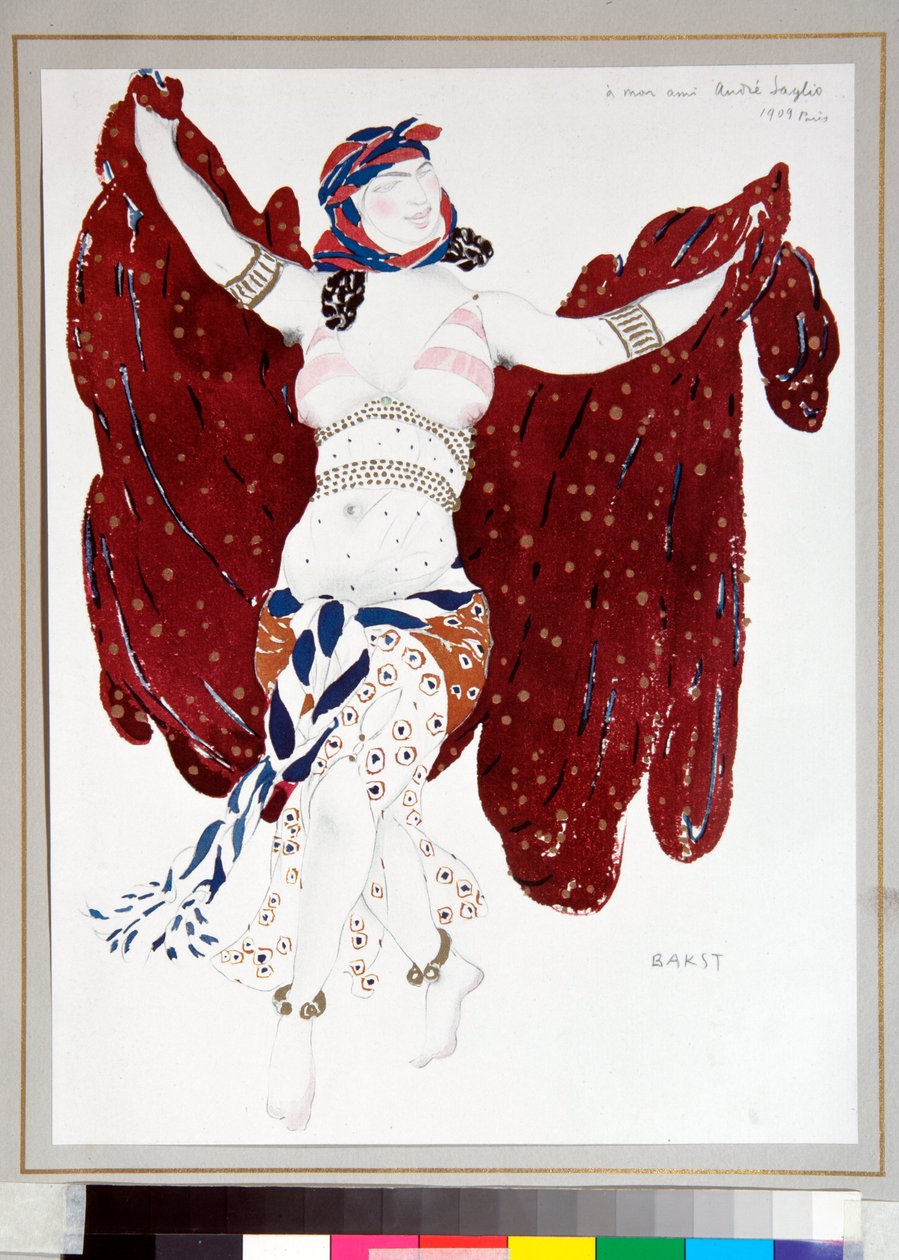 ""Dancer"" kostyme designet av Leon Bakst (1866-1924) for balletten ""Cleopatre"" av Ballets Russes av Leon Bakst