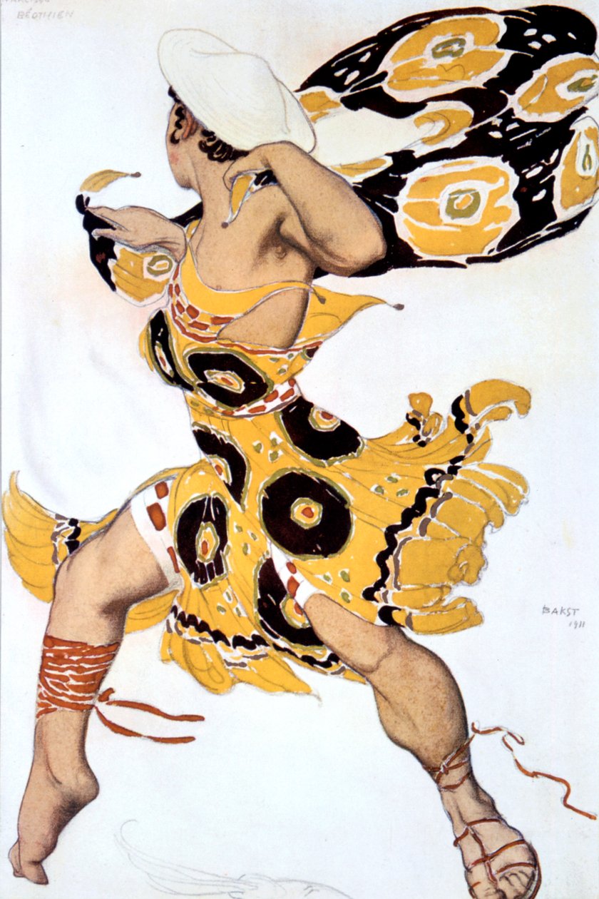 Ephebe, kostymedesign for en Ballets Russes-produksjon av Tcherepnins Narcisse, 1911 av Leon Bakst