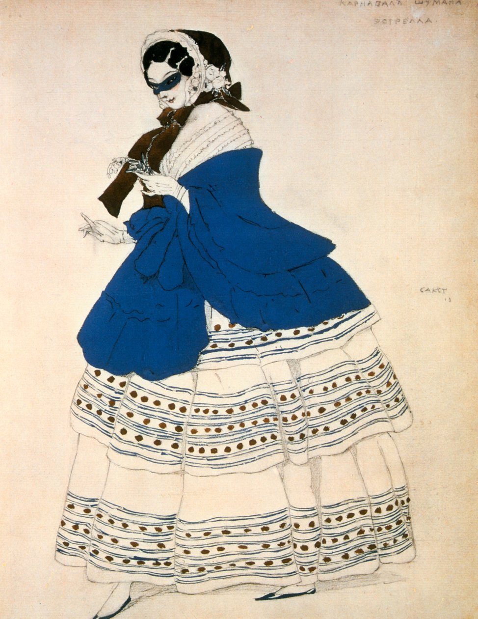 Estrella, design for et kostyme for balletten Carnival komponert av Robert Schumann, 1919 av Leon Bakst