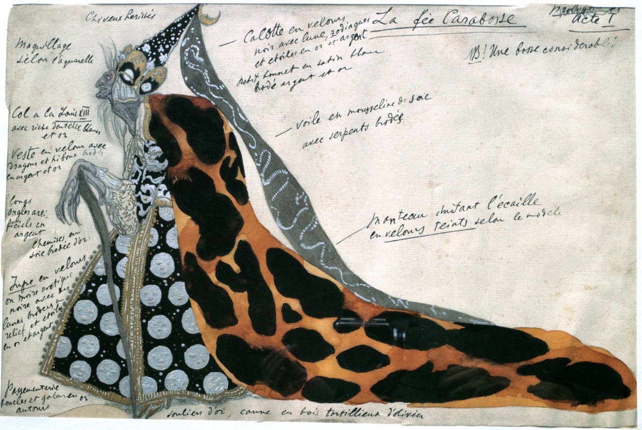 Fairy Carabosse, kostymedesign for Tchaikovskys ballett Sleeping Beauty, tidlig på 1800-tallet av Leon Bakst