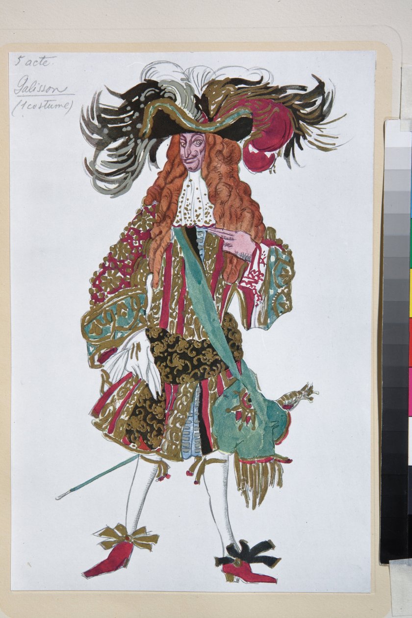 Galisson, kostyme for balletten Sleeping Beauty av Piotr Tchaikovsky - Verk av Leon Bakst (1866-1924), litografi 1921 - (Galisson, kostymedesign for Tchaikovskys ballett Sleeping Beauty, av Leon Bakst, fargelitografi av Leon Bakst