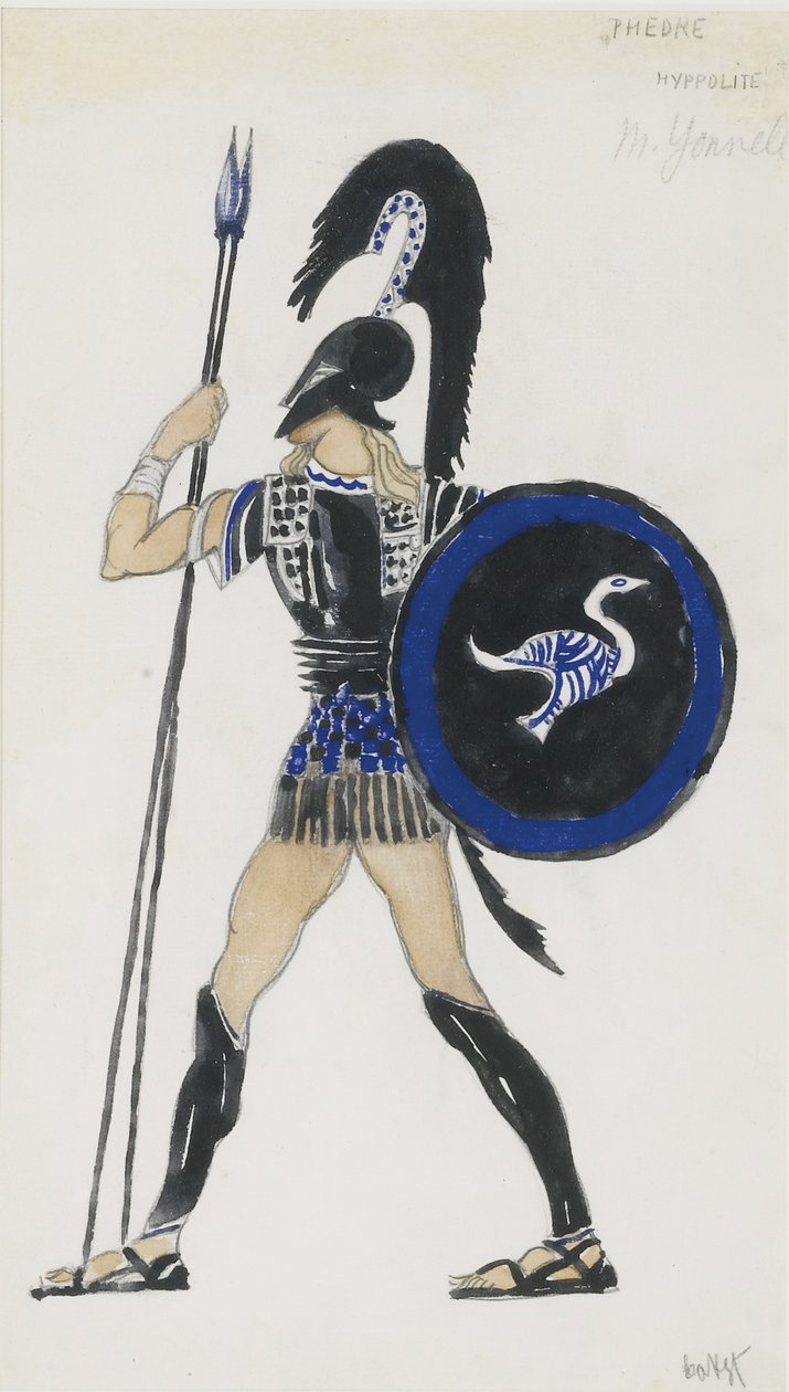 Hippolyte. Kostymedesign for Ballet Phèdre, ca 1923 av Leon Bakst