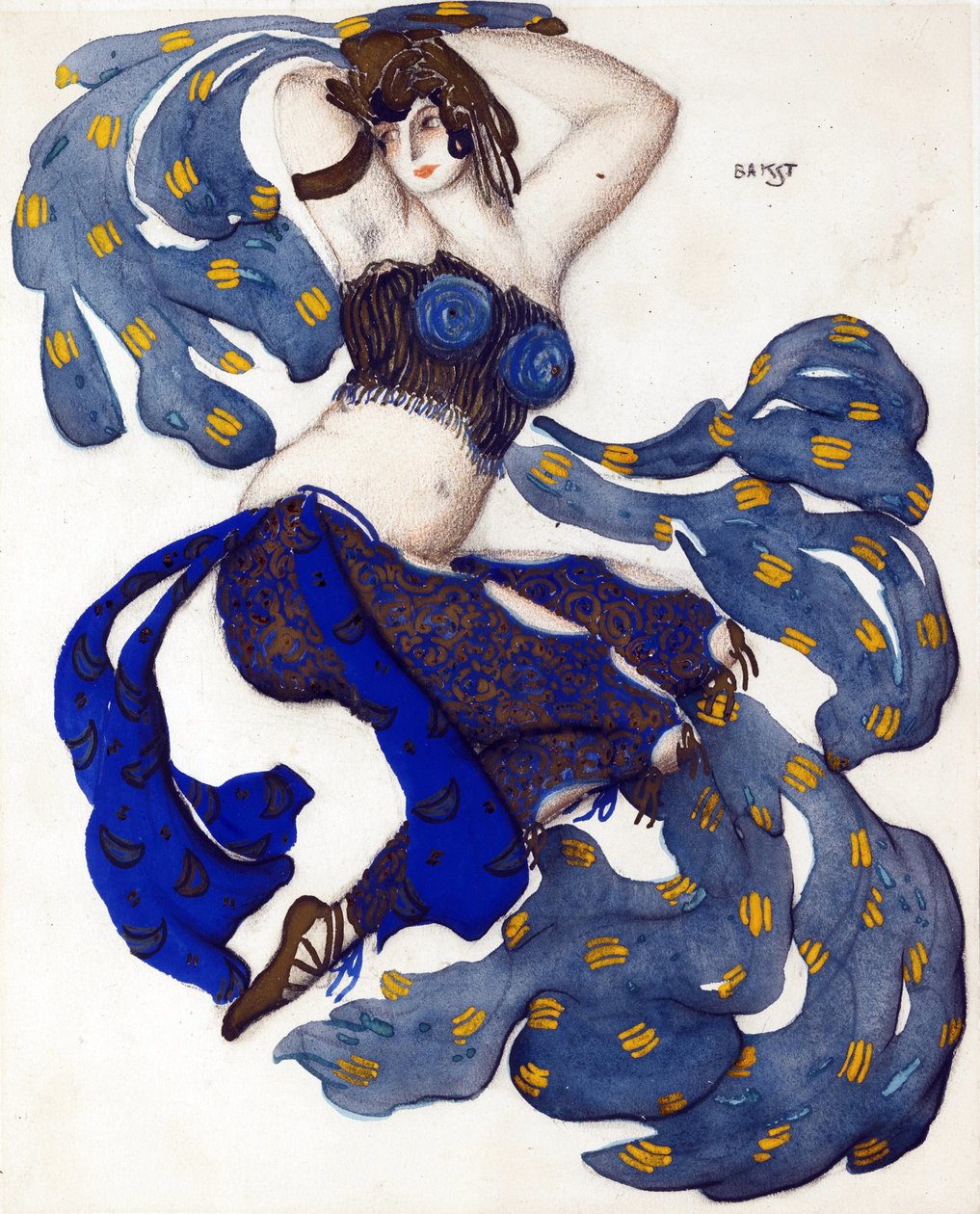 Odalisk. Kostymedesign for balletten Sheherazade av N. Rimsky-Korsakov - Bakst, Leon (1866-1924) - 1910 - Akvarell, Gouache på papir - 33x28 - Privat samling av Leon Bakst