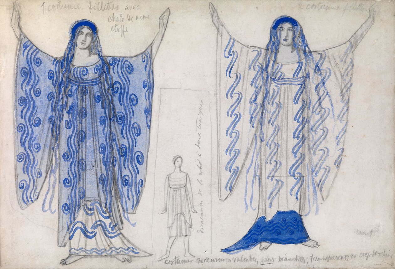Phaedra. Kostymedesign for dramaet Phaedra Phèdre av Jean Racine, ca 1923 av Leon Bakst