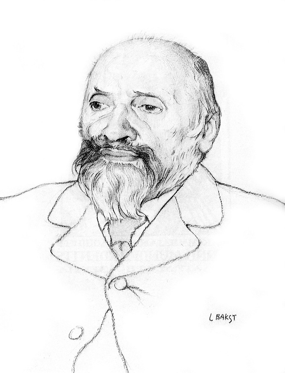 Portrett av den russiske komponisten Mily Balakirev, 1907. av Leon Bakst