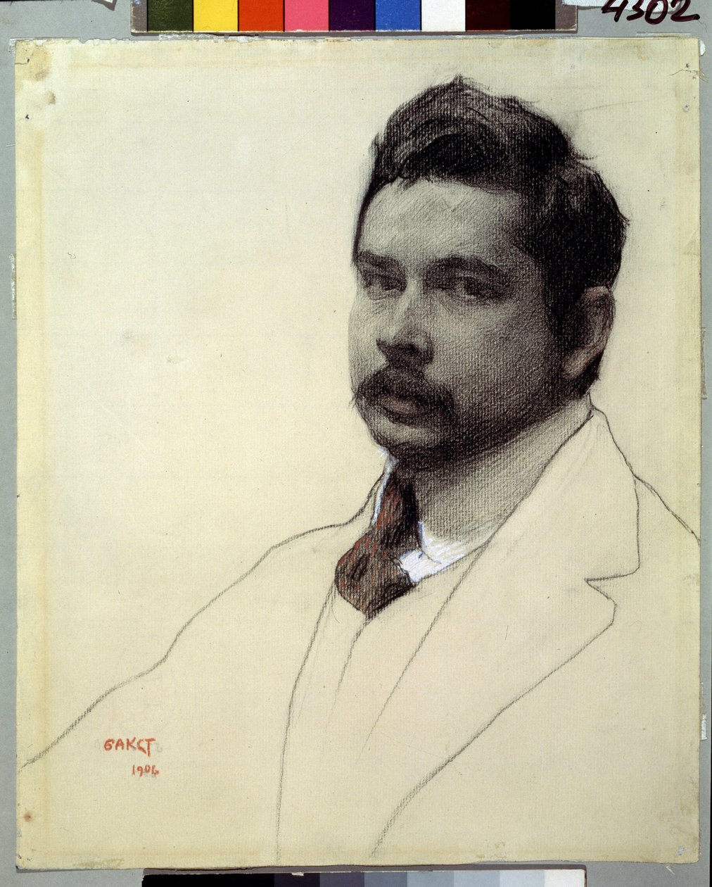 Portrett av kunstneren Konstantin Somov (blyant og kritt på papir) av Leon Bakst