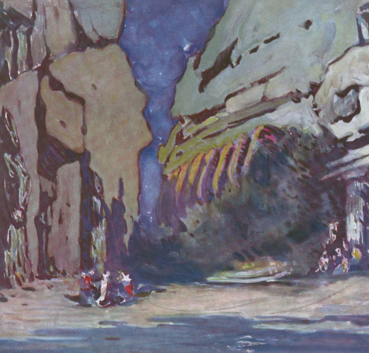 Naturdesign for en hinduisk ballett, sannsynligvis Le Dieu Bleu, 1911 av Leon Bakst